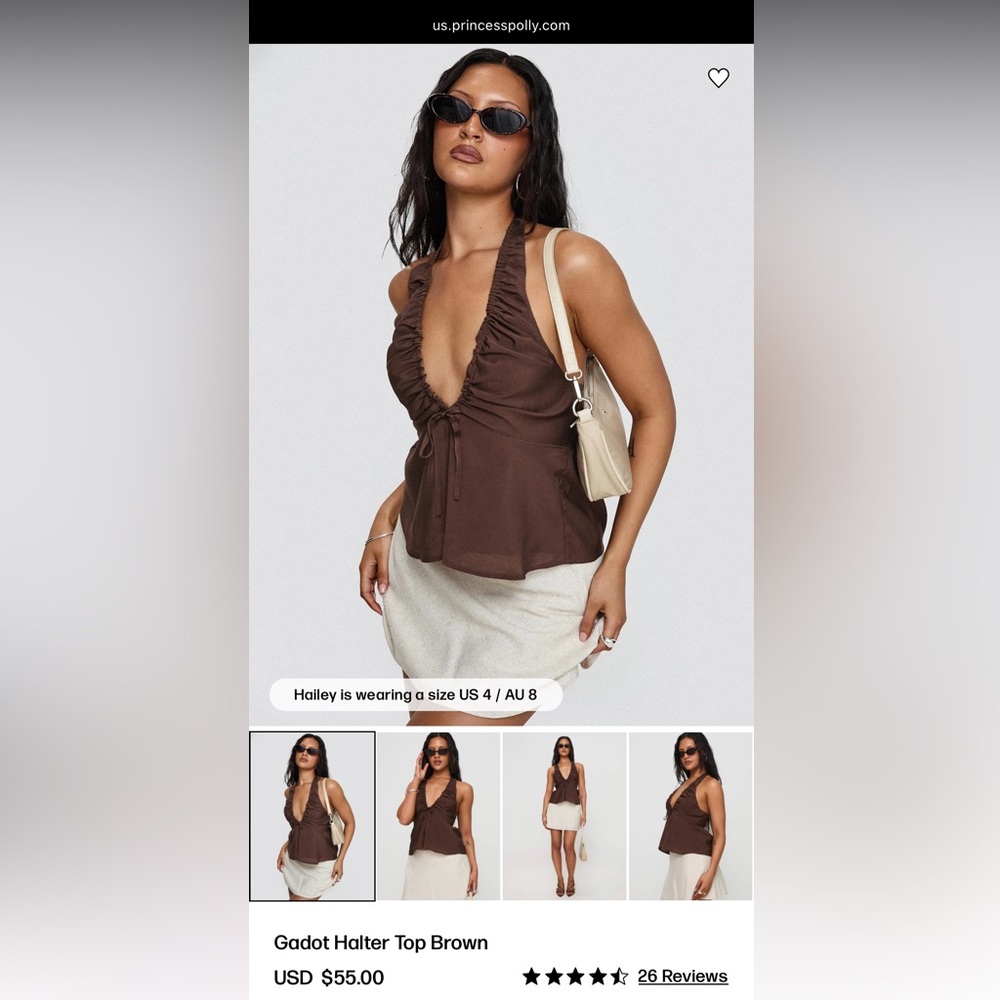 Princess Polly Brown Halter Top